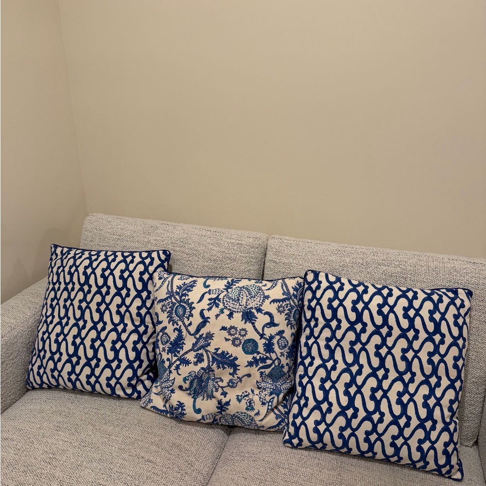 Roberta Roller Rabbit Blue and Cream Decorative Pillowcase bundle